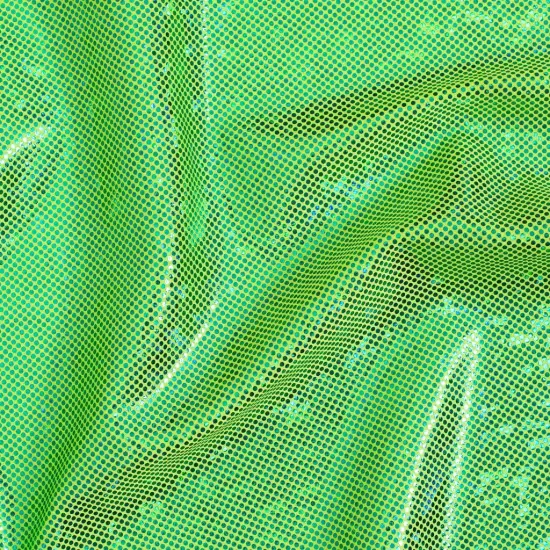 1 Yard Shatter Glass Hologram Stretch Nylon Spandex Fabric 4 Way 60" Width Lime Green {1}