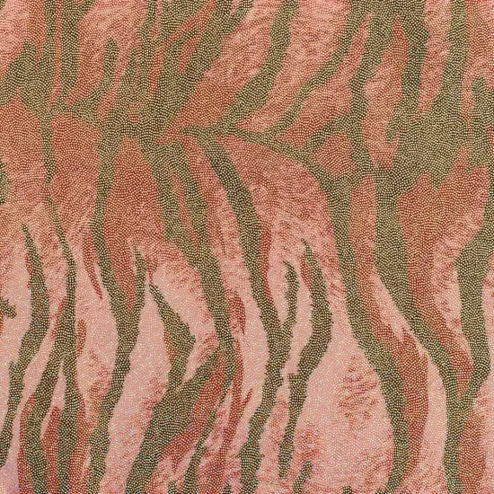 1 Yard Zebra Hologram Polyester Spandex Fabric 58/60 Inch Width Red Gold {1}