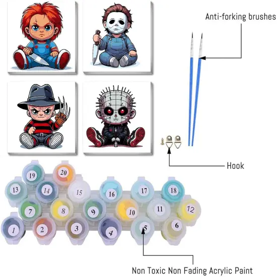 4 Pack Cartoon Horror Movies Paint by Number {2}