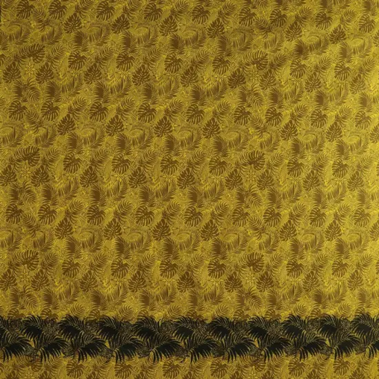 1 Yard All Over Monstera Leaves Firm Fen Rayon Poplin Fabric Single Border 45 Inch Width grey {3}