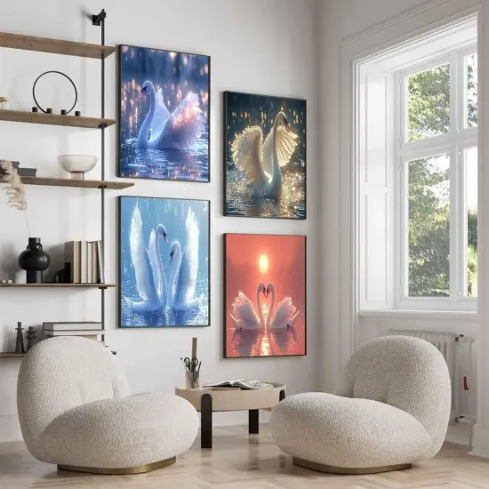 4 Pack Swan Paint by Numbers Kit for Adults Beginners, 12" Wx16 L Paint by Numbers {4}