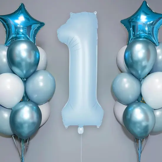 Light Blue Number 1 Balloon, 40 Inch Big Large Foil Number Balloons {2}