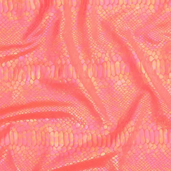1 Yard Fever Snake Foil Stretch Nylon Spandex Fabric for Dancewear Swimwear Cosplay 56/57 Width Coral illusion {1}