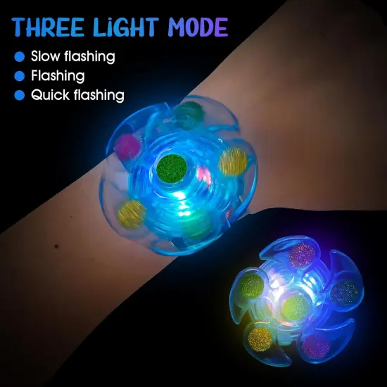 25 PCS Light Up Fidget Rotating Toy + 25PCS Slap Bracelets, Dinosaur Valentines Party Favors Stocking Stuffers for Kids 4-8-12 Goodie Bag Stuffers Glow in The Dark Supplies Gifts {4}