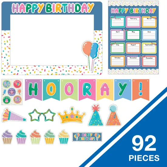 Carson Dellosa 92-Piece Birthday Party Decor Set, Bday Banner, Photo Booth Frame With Props, Bulletin Board Decorations, Chart, Favors for Goodie Bag, and More {2}