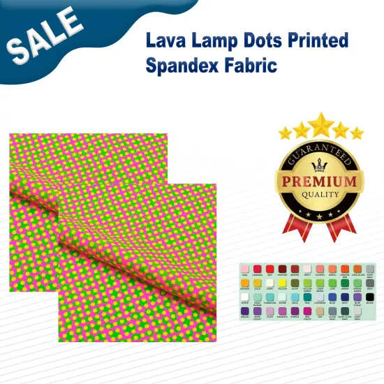 Lava Lamp Dots Printed Spandex Fabric Purple/Yellow {2}
