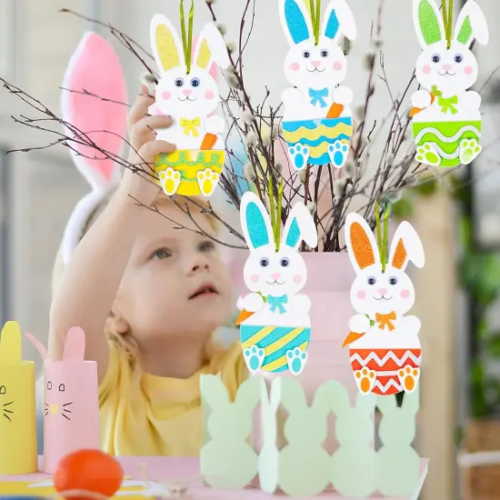 12 Pack Easter Bunny Craft for Kids Make You Own Easter Rabbit Foam Stickers Ornament {4}