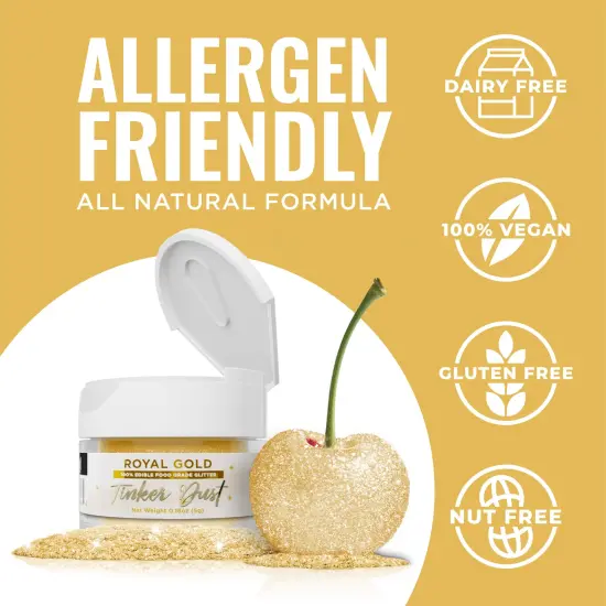 Bakell - Royal Gold Tinker Dust Edible Glitter (5g, 1x Jar) for Food, Desserts, and Beverages! {4}