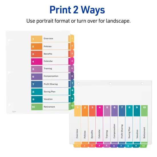 Avery Dividers for 3 Ring Binders, 10 Tabs per Set, Customizable Table of Contents, Multicolor Tabs (3 Sets of 11072) {3}
