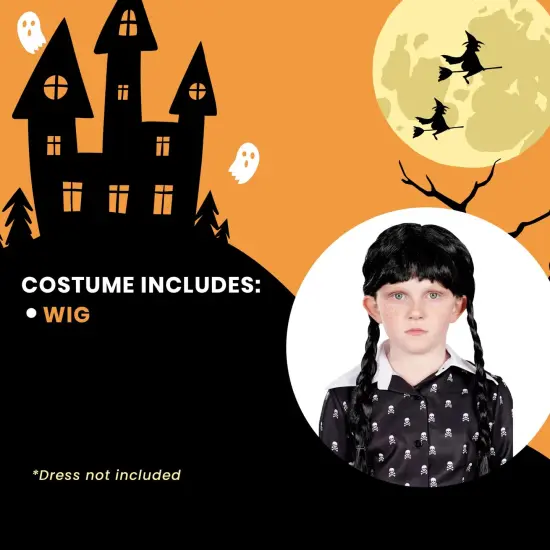 Gothic Girl Black Braided Black Child Costume Wig {5}