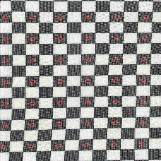 1 Yard Polyester Spandex 80 GSM Mesh Fabric, Flower Checker Print Lightweight Soft Stretch 54" Width IVORY/BROWN {3}