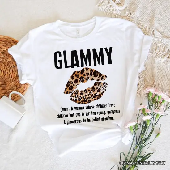 Glammy Leopard Lips T-Shirt, Coquette White Tee for Stylish and Glamorous Grandmas {6}