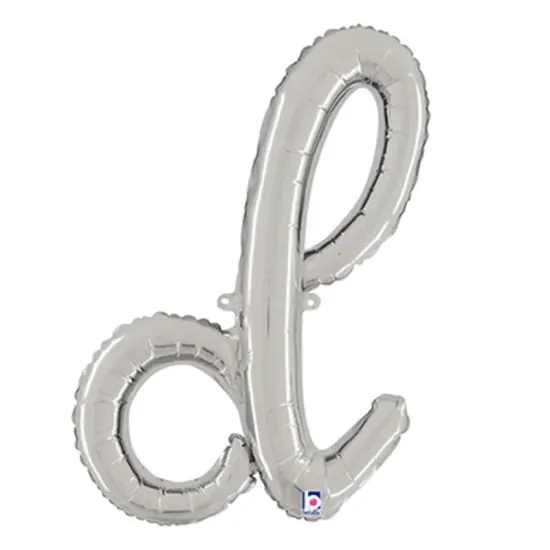 24 Inch Script Letter D Silver Air Fill Only Balloon {1}