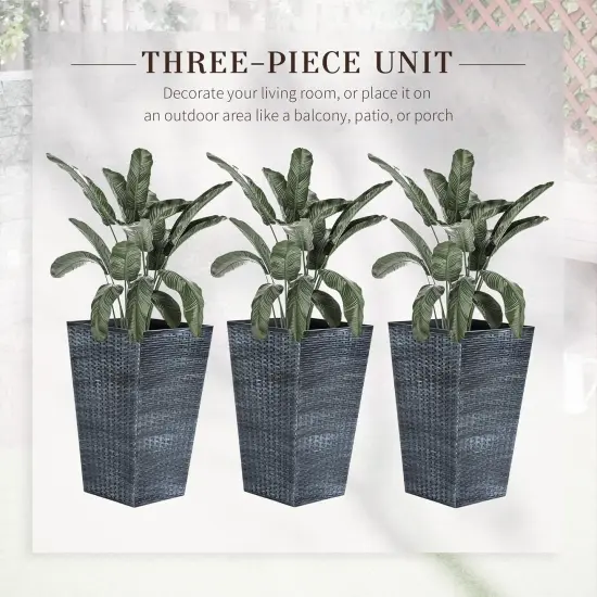 3-Piece Ceramic Indoor Planter Set with Drainage Holes Grey {4}
