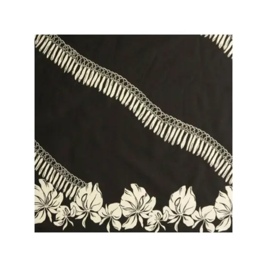 1 Yard Hibiscus Buds Single Border Poly Cotton Fabric Floral Design 45 Inch Width White {1}