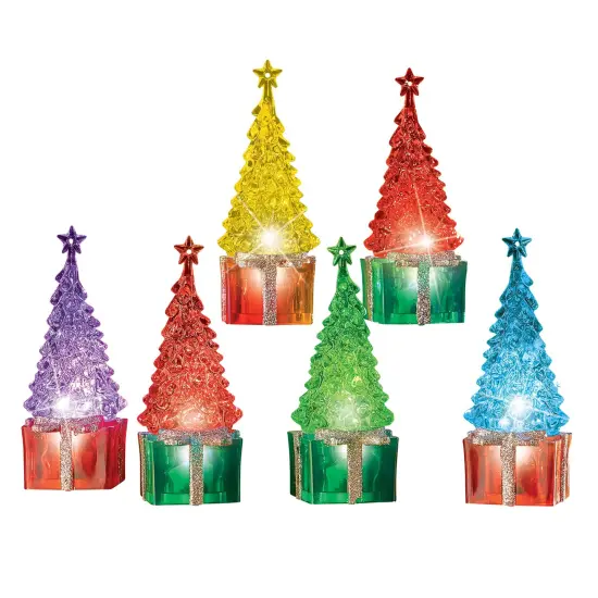 Collections Etc LED Lighted Color Changing Tabletop Christmas Trees - Set of 6 {2}