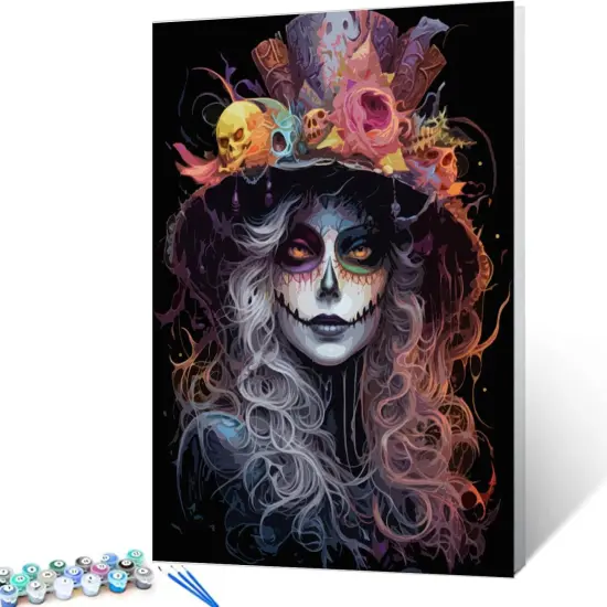 Halloween Woman Portrait Paint By Numbers - 16x20 Inch (Without Frame） {2}