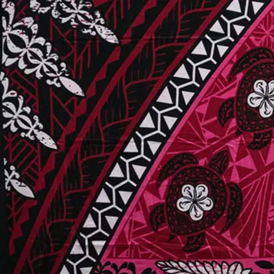 Kingdom of Tonga Seal Turtle Plumeria Polyester Sarong 72" L x 45" W Fuchsia {3}