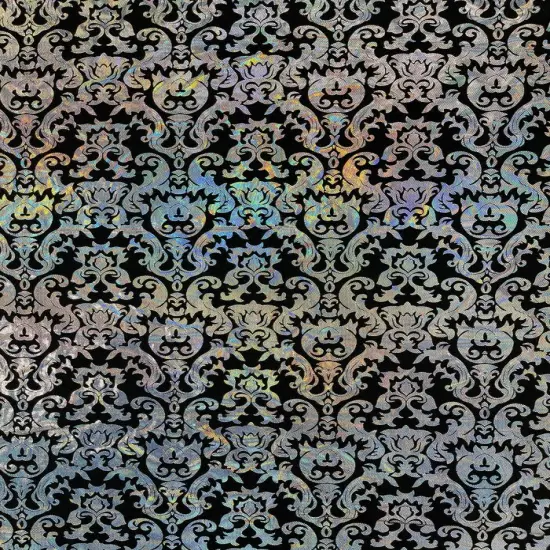 1 Yard Holographic Damask Spandex Fabric Stretch Metallic Nylon Blend 58-60 inches width Red/Black {4}