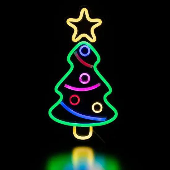 Northlight LED Neon Lighted Christmas Tree Wall or Window Decoration - 15" Multi {5}