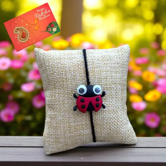 Cute Cartoon Rakhi with Happy Rakhi Greeting Card – Featuring Adorable Frog, Snail, Turtle, and Ladybug Designs – Perfect Rakhi for Brother Raksha Bandhan Bracelets {2}