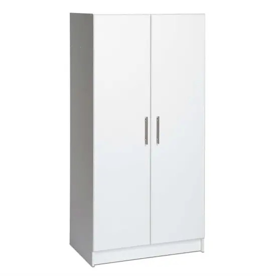 White Deep Storage Cabinet with Adjustable Shelves Durable Melamine Doors for Garage Utility {2}