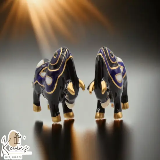 Ceramic Black Bull with Gold Accents Salt And Pepper Shakers, Home Décor, Gift for Her, Gift for Mom, Kitchen Décor {1}