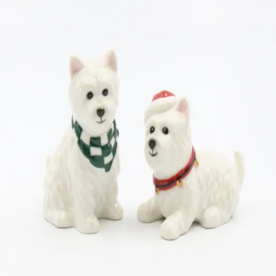 Ceramic Christmas West Terrier Salt And Pepper Shaker Set, Gift for Her, Gift for Mom, Kitchen D&eacute;cor, Gift for Dog Lover, Pet Loss Gift {2}