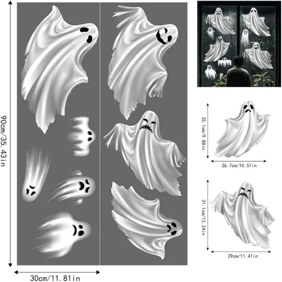 2 Sheets Halloween Ghost Window Clings {4}
