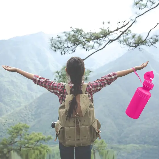 4E's Novelty 4 Pack Kids Water Bottles 18oz &ndash; BPA-Free, Reusable Plastic Bottles with Strap {3}