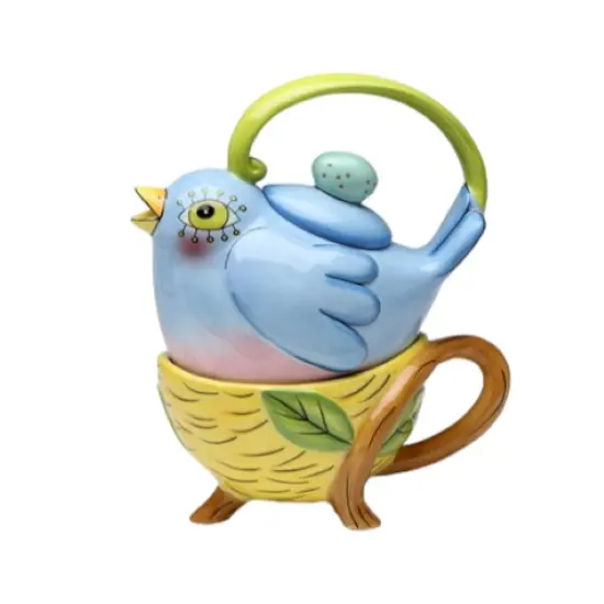 Ceramic Bird in Nest Tea For One, Gift for Her, Gift for Mom, Tea Party D&eacute;cor, Caf&eacute; D&eacute;cor, Farmhouse D&eacute;cor {2}