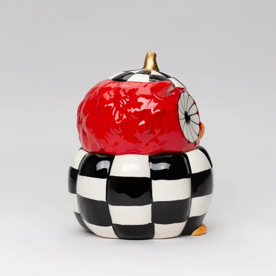 Ceramic Checkerboard Owl Candy Jar, Kitchen Decor, Fall Decor, Gift for Her, Gift for Mom {3}