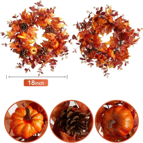 18 Inch Fall Wreath - Pumpkin {2}