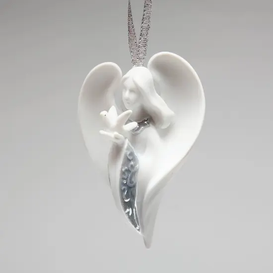 Ceramic Angel With Peace Dove Ornament, Home D&eacute;cor, Religious D&eacute;cor, Religious Gift, Church D&eacute;cor, Baptism Gift, Christmas Decor {4}