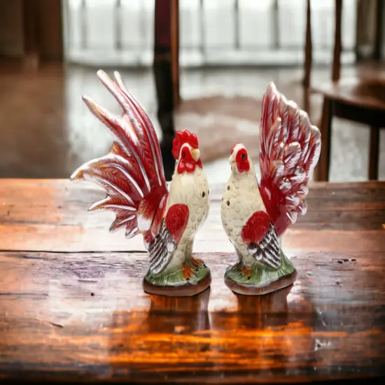 Ceramic Mini Red Rooster Salt And Pepper Shakers, Home D&eacute;cor, Gift for Her, Gift for Mom, Kitchen D&eacute;cor, Farmhouse D&eacute;cor, Fall Decor {2}