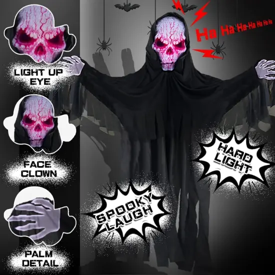 72" Halloween Animatronics Ghost Outdoor Decoration - Reaper {3}