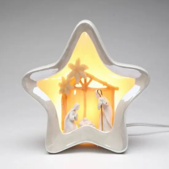 Ceramic Star Shape Nativity Night Light, Home D&eacute;cor, Religious D&eacute;cor, Religious Gift, Church D&eacute;cor, Baptism Gift {3}