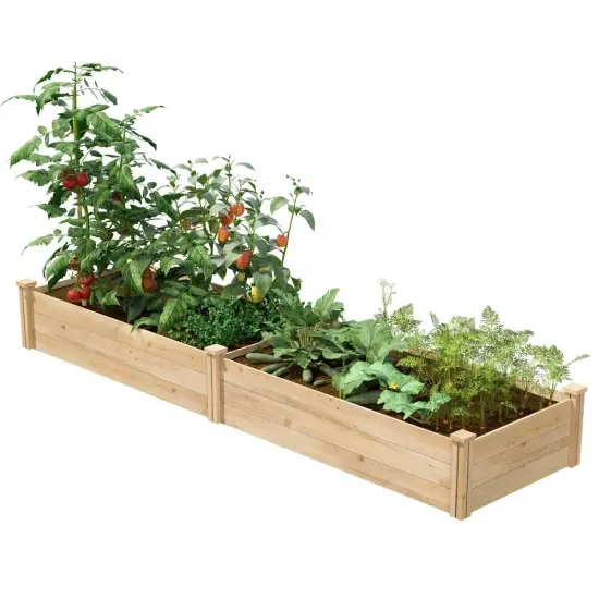 Natural Cedar Wood 8ft Raised Garden Bed with Dovetail Interlocking {2}