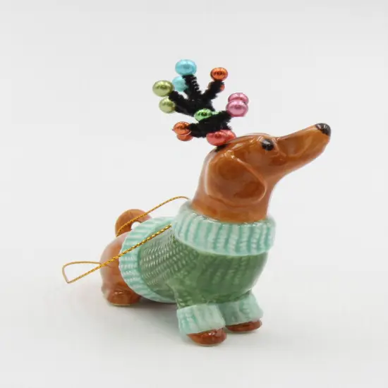 Ceramic Christmas Dachshund Ornament, Christmas Tree Decor, Dachshund Owner Gift, Dog Lover Gift {3}