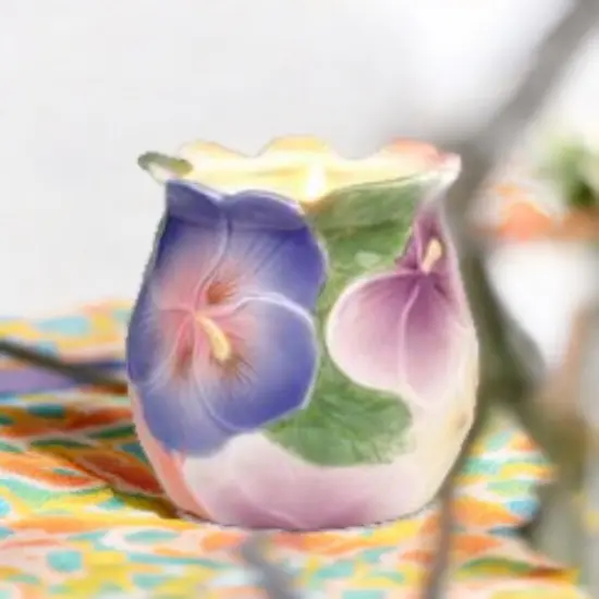 Ceramic Pansy Flower Votive Candle Holder, Home Decor, Vanity Decor, Gift for Her, Gift for Mom {3}