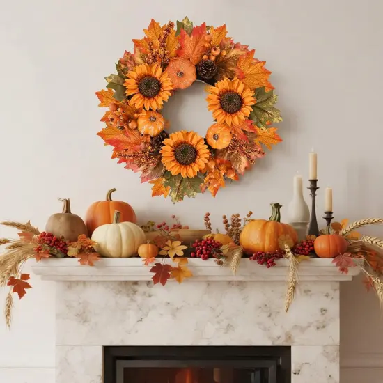 Fall Sunflower Autumn Wreath - 19 Inch {2}
