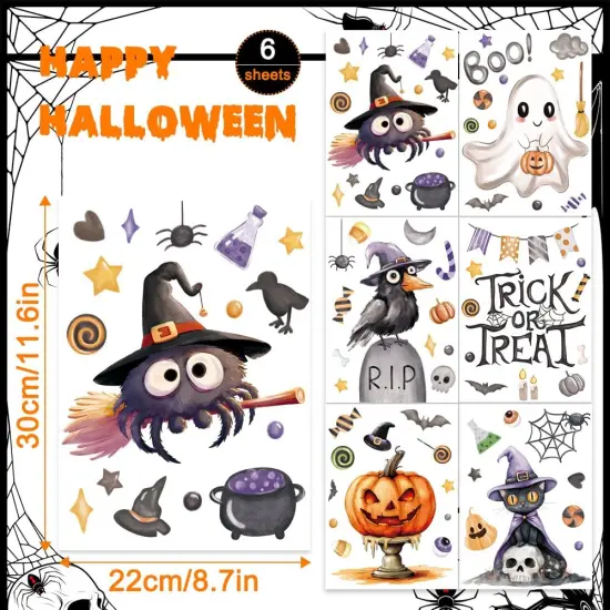 6 Sheets Halloween Ghost Window Clings {2}