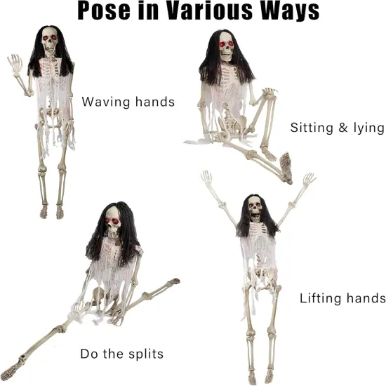 5.4 Ft Halloween Skeleton - Full Body Posable Joints {3}