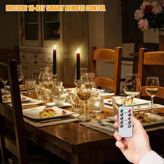 4-Pack Black Flameless Taper Candles &ndash; LED Halloween Decor with Remote & Timer, Battery Operated {4}