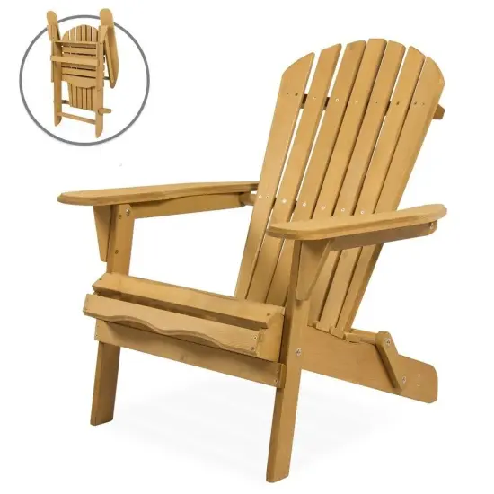 Outdoor Adirondack Chair Large Foldable with Natural Hemlock Wood {1}