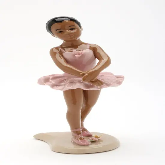 Ceramic African American Ballerina Girl In A Pink Dress, Home D&eacute;cor, Gift for Her, Gift for Daughter, Gift for Ballerina Dancer {3}
