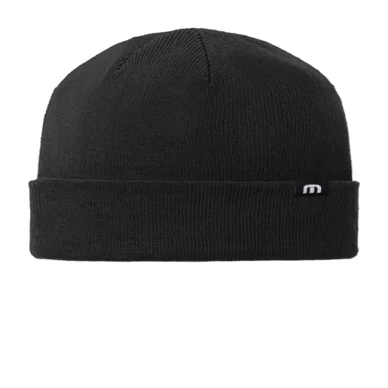 TravisMathew Solid Cuffed Beanie Acrylic Warm Comfortable Adjustable Cuff Dark Grey Heather {3}