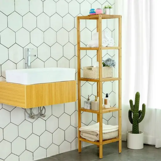 4-Tier Storage Bookcase for Living Room and Bathroom {4}