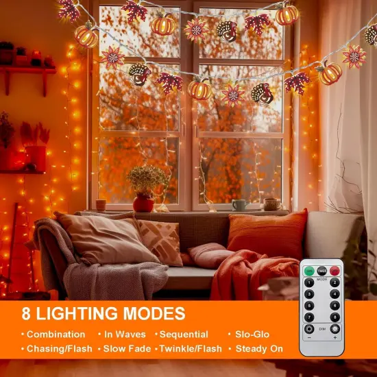 20 LED Maple Leaf Pumpkin Turkey Fall Lights {3}