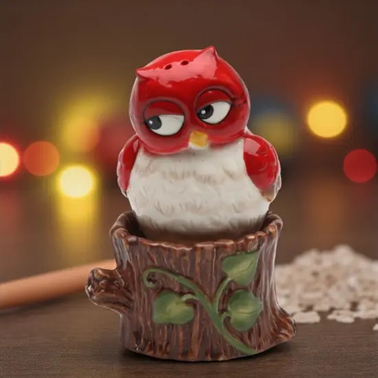 Ceramic Owl On The Tree Stump Salt & Pepper Shakers, Home D&eacute;cor, Gift for Her, Gift for Mom, Kitchen D&eacute;cor, Birdwatcher Gift {1}